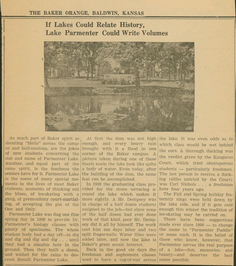 baker orange story about parmenter lake in print