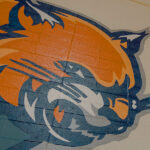 wildcat mascot painting on wall